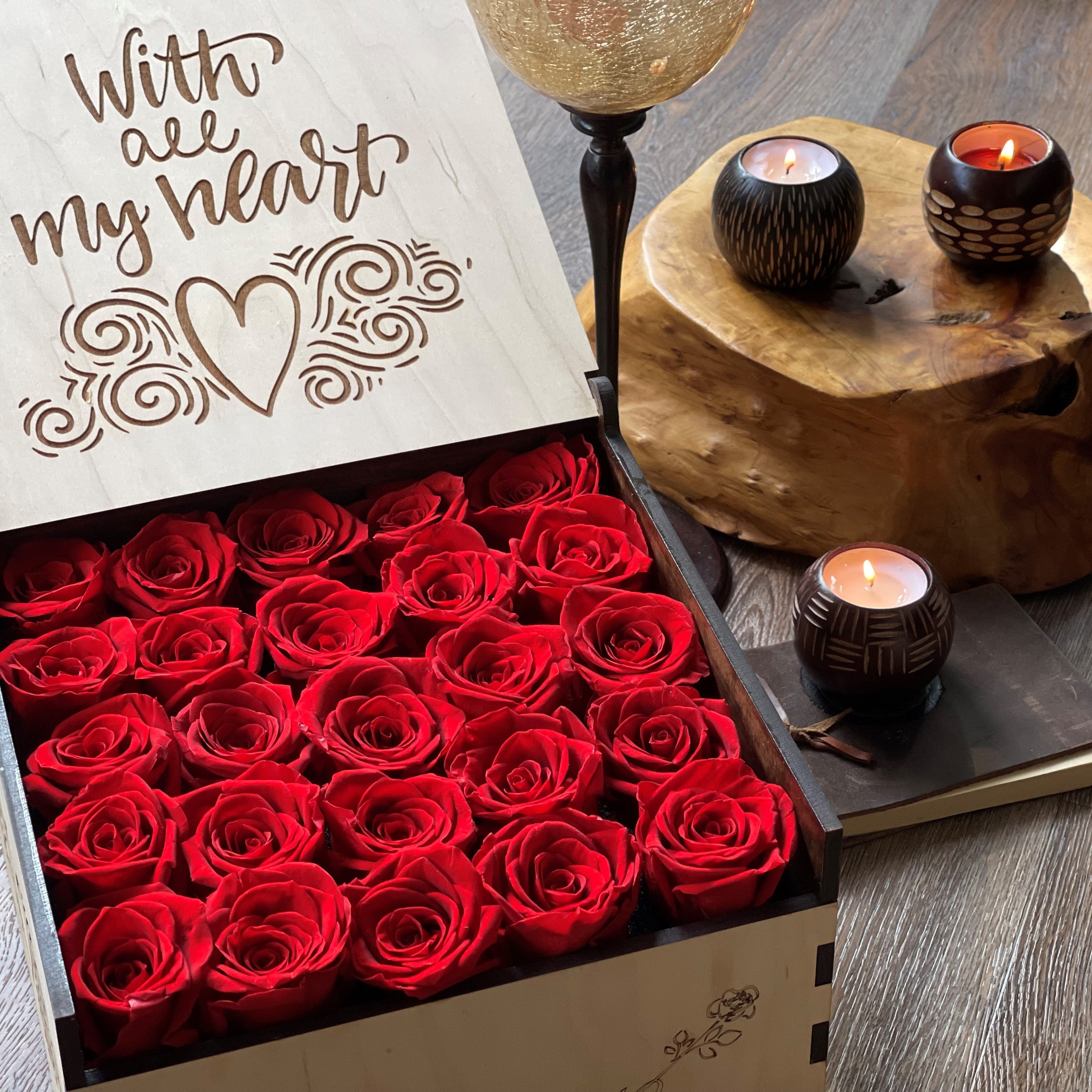 Breathtaking Signature Forever Red Roses | Beautifully Crafted Wooden Box