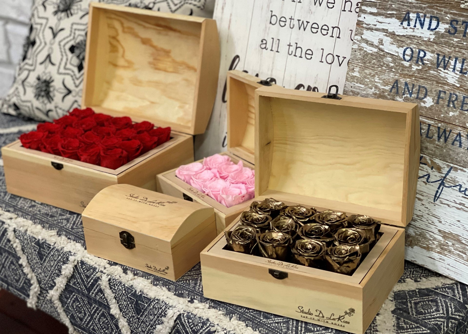 Roses in Wooden Box