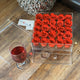 Elegant Orange Everlasting Roses | Large Crystal Clear Box
