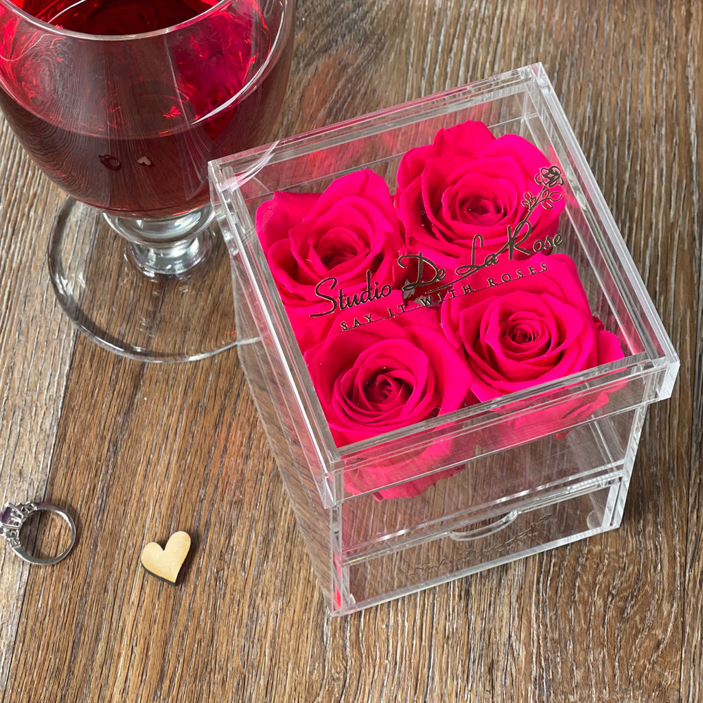 Miniture Classy Aryclic Box | Bright Pink Roses