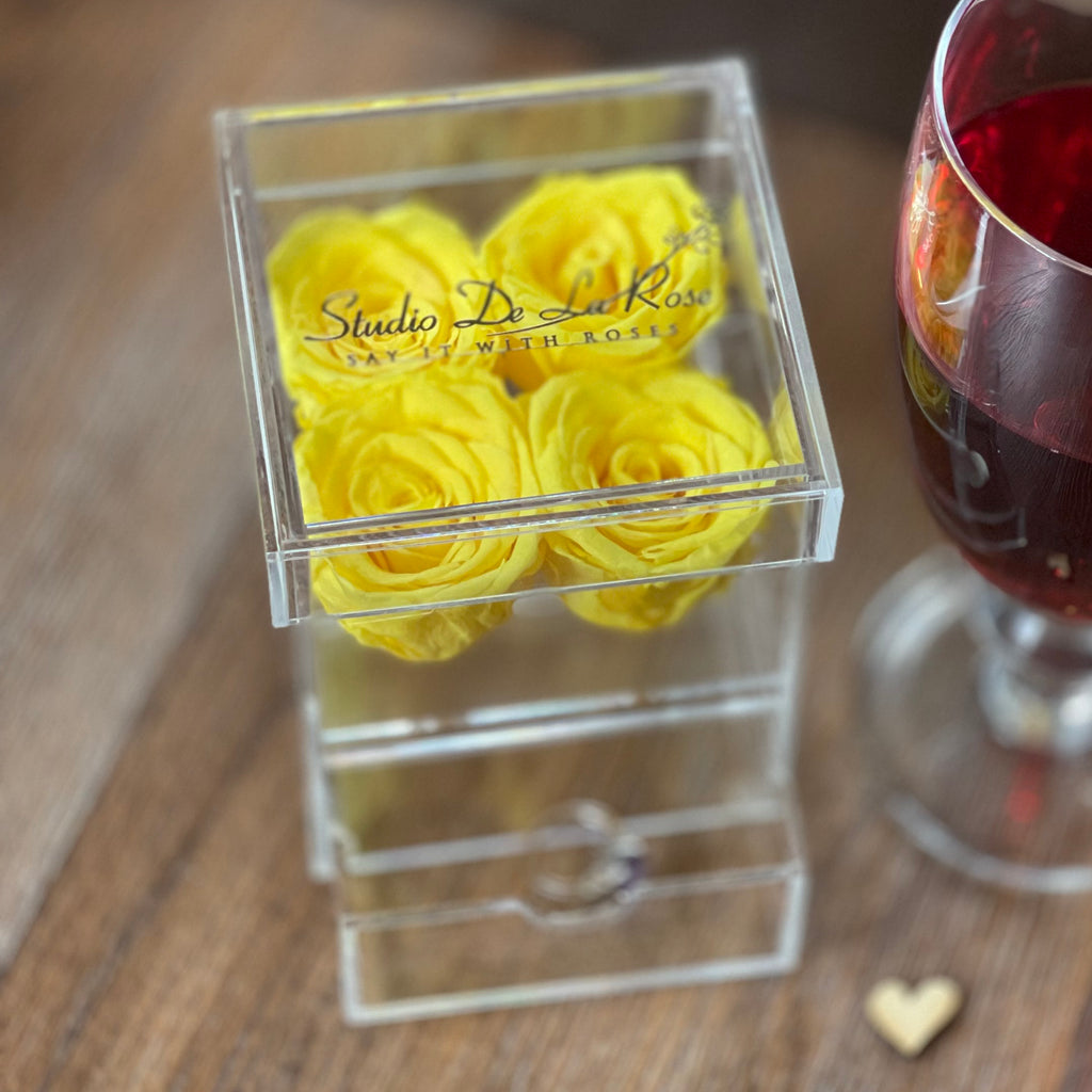 Vibrant Yellow Roses | Mini Clear Box