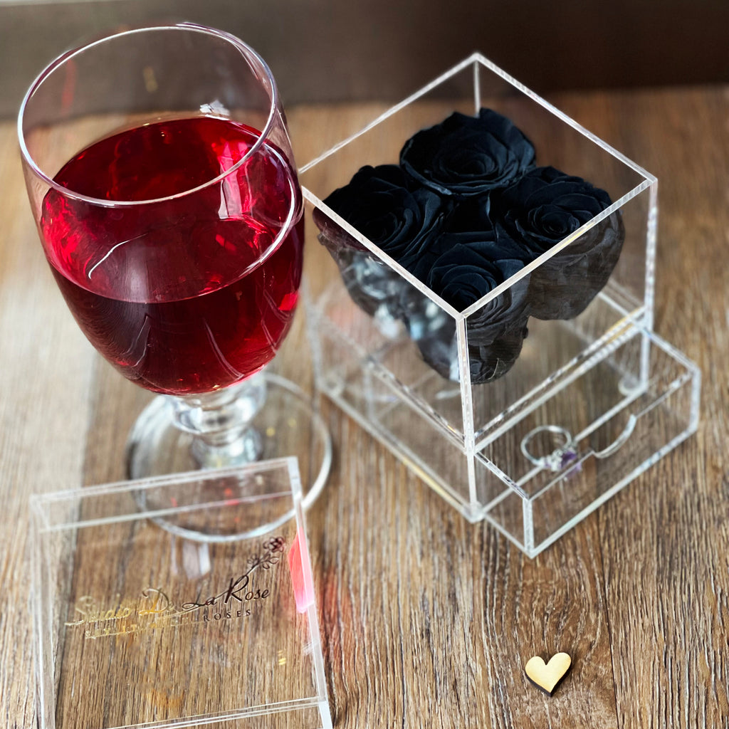Mini Deluxe Acrylic Box  | Sophisticated Black Roses