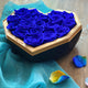 Majestic Royal Blue Real Preserved Roses - Large Diamond Heart Box