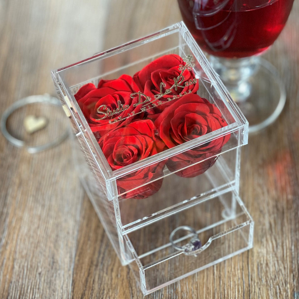 Luxury Modern Gift Box | Vivid Eternal Red Roses