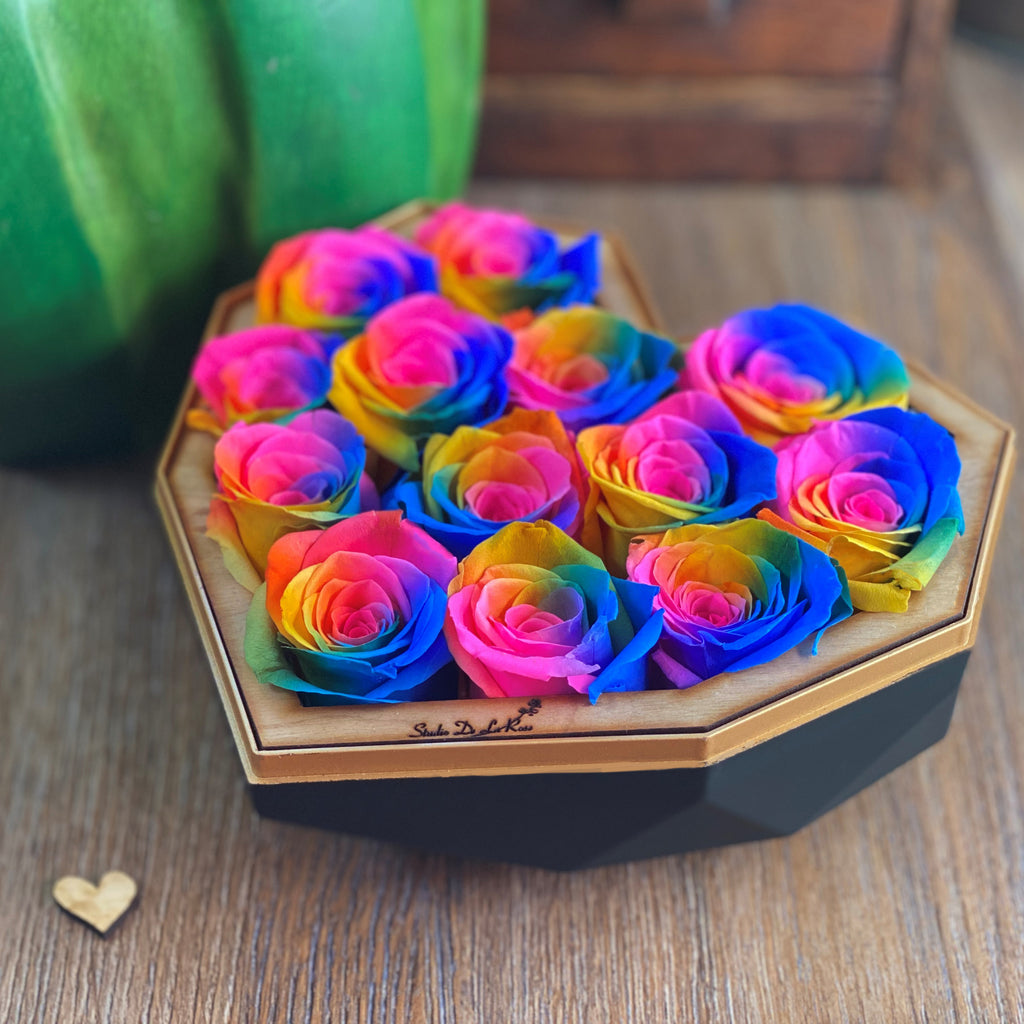 rainbow rare rose card Ultra-Rare Seeds Closeup of a rainbow colored rose in full bloom on a white background Product US$ 1.10 - the Rarest